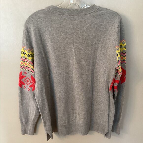 GAP SIZE MEDIUM GRAY FAIR ISLE SNOWFLAKE CREW NECK LONG SLEEVE SWEATER - Picture 2 of 6